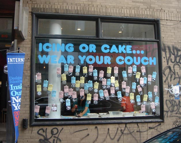 Icing or Cake. Window, outside view.